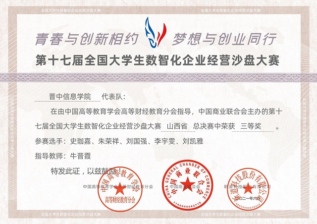 淬炼·国际商学院学子在第十七届山西省“新道杯”本科沙盘大赛中获得佳绩